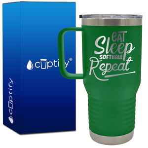 Eat Sleep Softball Repeat 20oz Softball Travel Mug