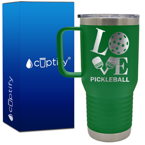 Love Pickleball Paddles 20oz Pickleball Travel Mug