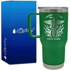 Personalized Certified Medical Assistant Stylish Caduceus 20oz CMA Travel Mug