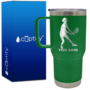 Personalized Female Tennis Player 20oz Tennis Travel Mug