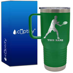 Personalized Male Tennis Player 20oz Tennis Travel Mug