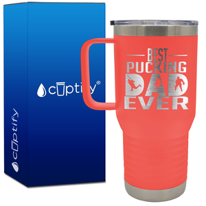 Best Pucking Dad Ever Player Silhouette 20oz Hockey Travel Mug