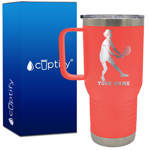 Personalized Female Tennis Player 20oz Tennis Travel Mug