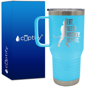 Eat. Sleep. Hockey. Repeat. 20oz Hockey Travel Mug