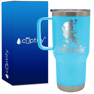 Personalized Skating Hockey Player 20oz Hockey Travel Mug