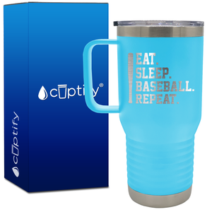 Eat. Sleep. Baseball. Repeat. Bat 20oz Baseball Travel Mug