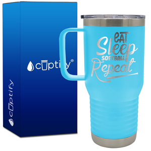 Eat Sleep Softball Repeat 20oz Softball Travel Mug