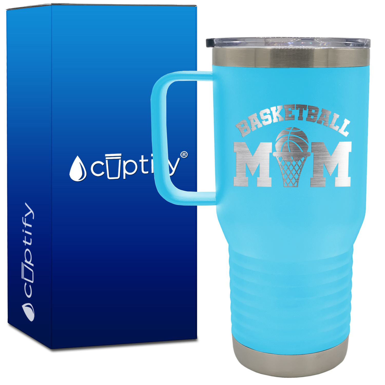 Basketball Mom Ball and Net 20oz Basketball Travel Mug