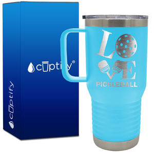 Love Pickleball Paddles 20oz Pickleball Travel Mug