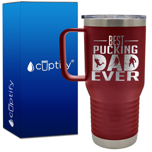 Best Pucking Dad Ever Player Silhouette 20oz Hockey Travel Mug