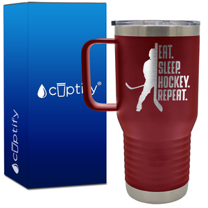 Eat. Sleep. Hockey. Repeat. 20oz Hockey Travel Mug