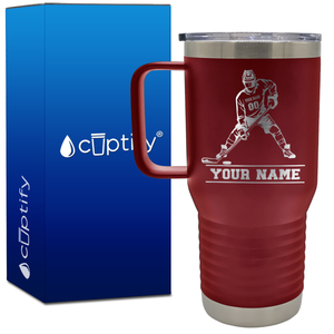 Personalized Hockey Player 20oz Hockey Travel Mug