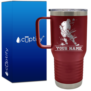 Personalized Skating Hockey Player 20oz Hockey Travel Mug