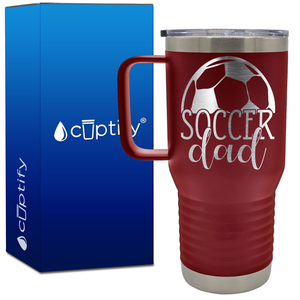 Soccer Dad with Ball on Top 20oz Soccer Travel Mug