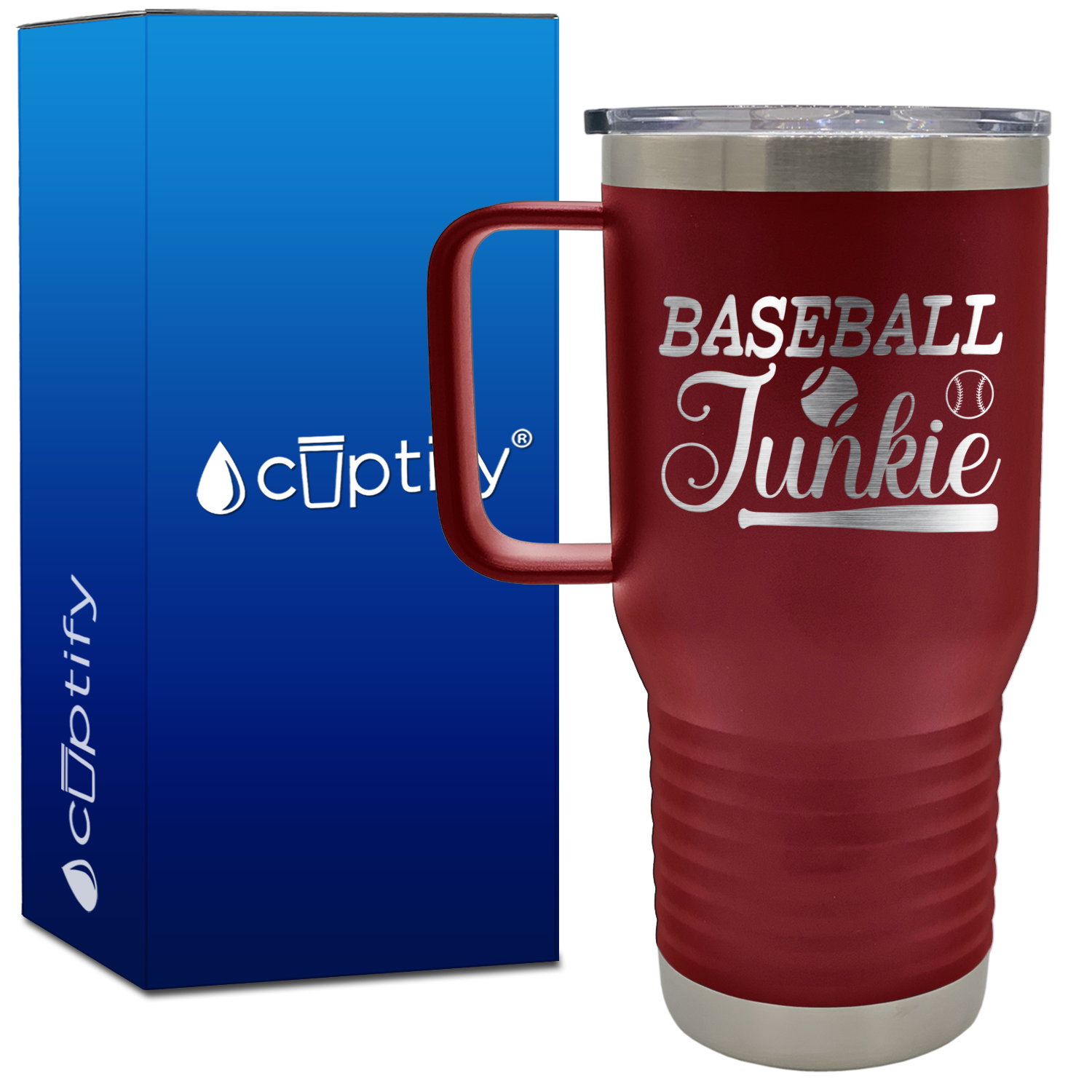 Baseball Junkie 20oz Baseball Travel Mug