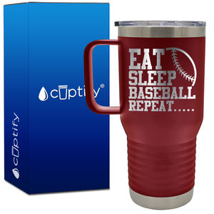 Eat Sleep Baseball Repeat 20oz Baseball Travel Mug