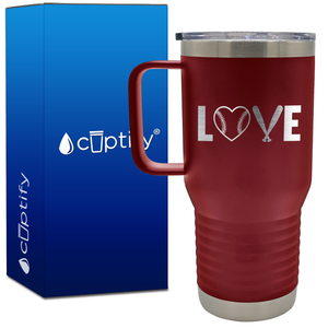 Love Baseball 20oz Baseball Travel Mug