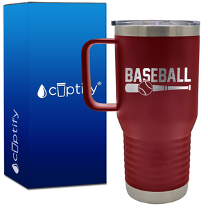 Baseball Bat and Ball 20oz Baseball Travel Mug