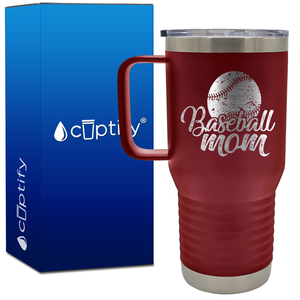 Baseball Mom Distressed 20oz Baseball Travel Mug