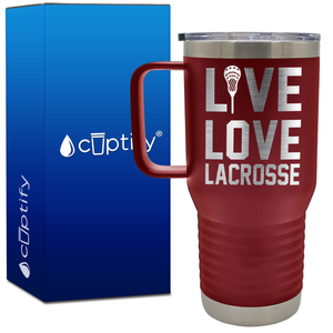 Live Love Lacrosse Stick 20oz Lacrosse Travel Mug