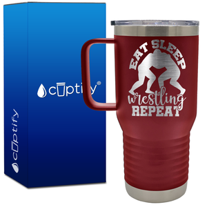 Eat Sleep Wrestling Repeat 20oz Wrestling Travel Mug