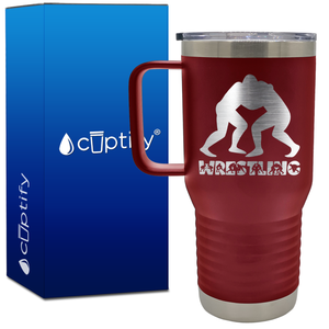 Wrestling Silhouettes 20oz Wrestling Travel Mug