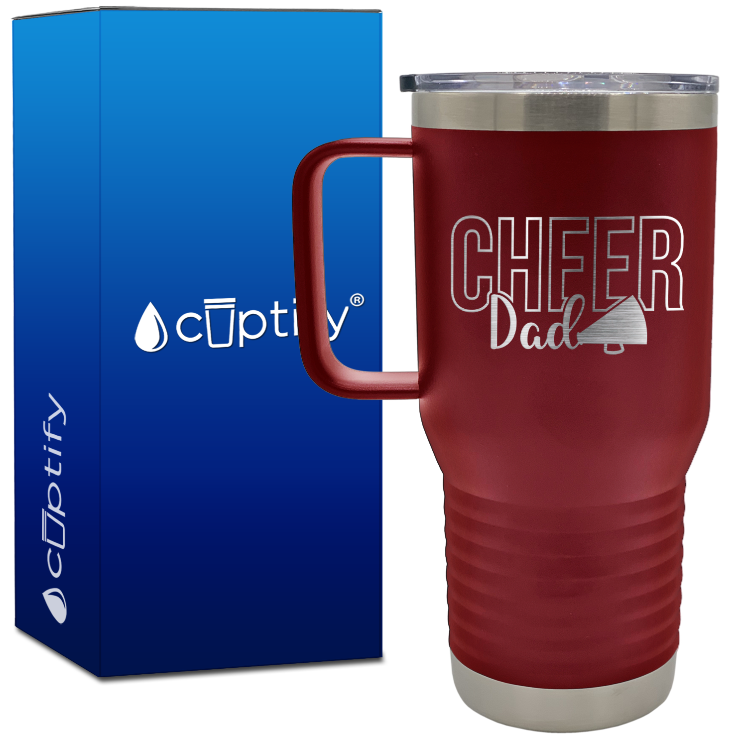 Cheer Dad Megaphone 20oz Cheer Travel Mug