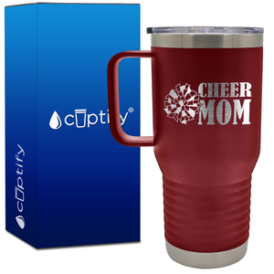 Cheer Mom with Pom Pom 20oz Cheer Travel Mug