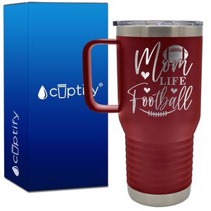 Mom Life Football 20oz Football Travel Mug