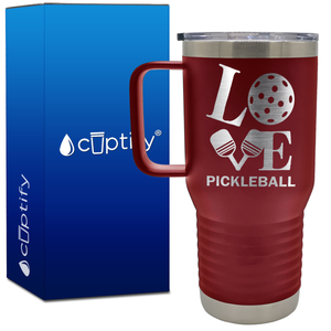 Love Pickleball Paddles 20oz Pickleball Travel Mug