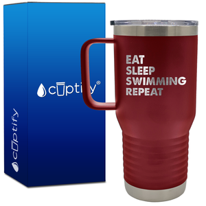 Eat Sleep Swimming Repeat 20oz Swimming Travel Mug