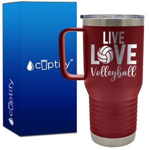 Live Love Volleyball 20oz Volleyball Travel Mug