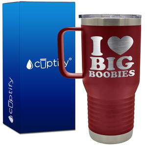 I Heart Big Boobies 20oz Funny Travel Mug