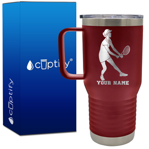 Personalized Female Tennis Player 20oz Tennis Travel Mug