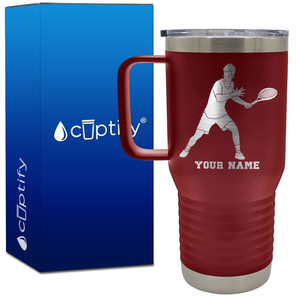 Personalized Male Tennis Player 20oz Tennis Travel Mug