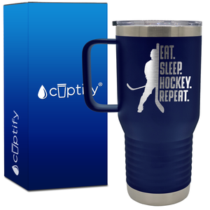 Eat. Sleep. Hockey. Repeat. 20oz Hockey Travel Mug