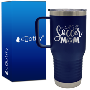 Soccer Mom with Soccer Ball 20oz Soccer Travel Mug