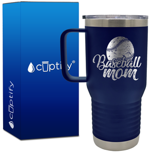 Baseball Mom Distressed 20oz Baseball Travel Mug