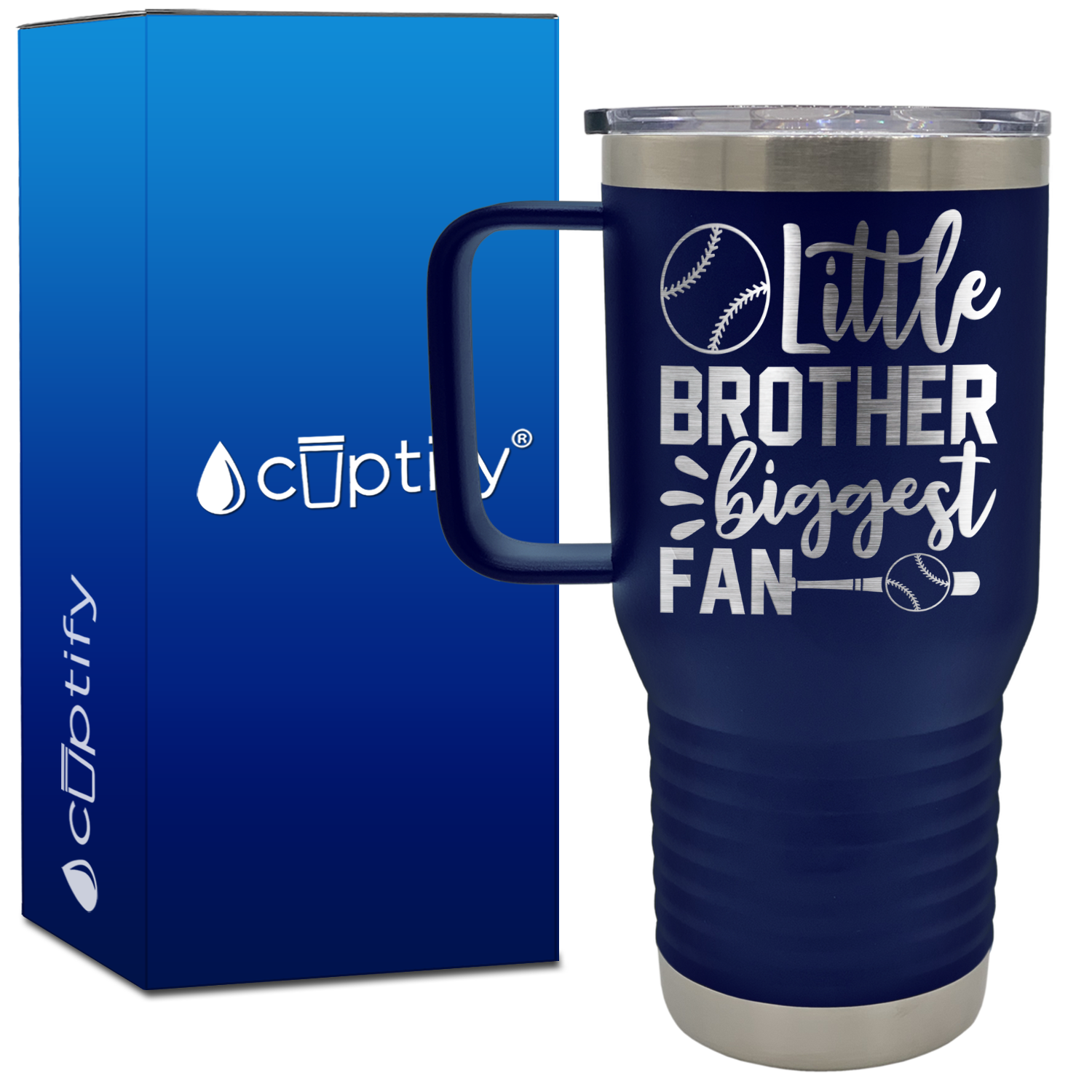 Little Brother Biggest Fan 20oz Baseball Travel Mug