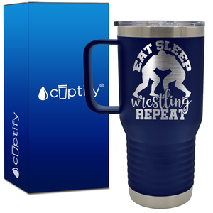 Eat Sleep Wrestling Repeat 20oz Wrestling Travel Mug