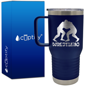 Wrestling Silhouettes 20oz Wrestling Travel Mug