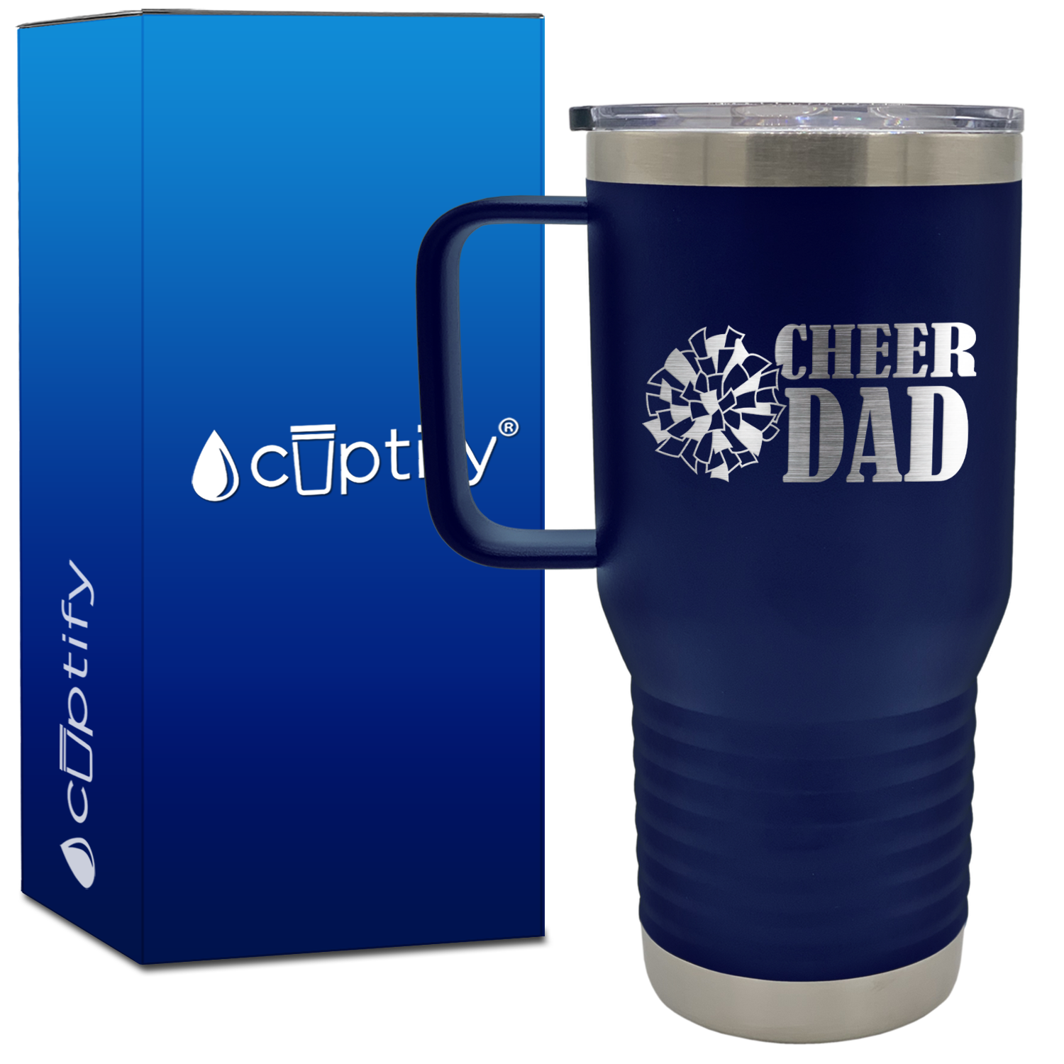 Cheer Dad with Pom Pom 20oz Cheer Travel Mug