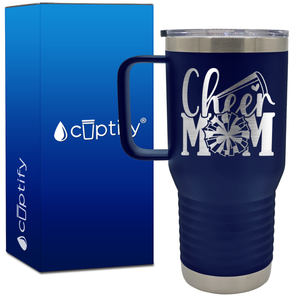 Cheer Mom Pom Pom and Megaphone 20oz Cheer Travel Mug