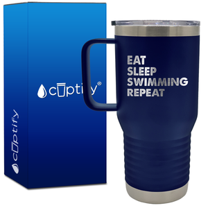 Eat Sleep Swimming Repeat 20oz Swimming Travel Mug