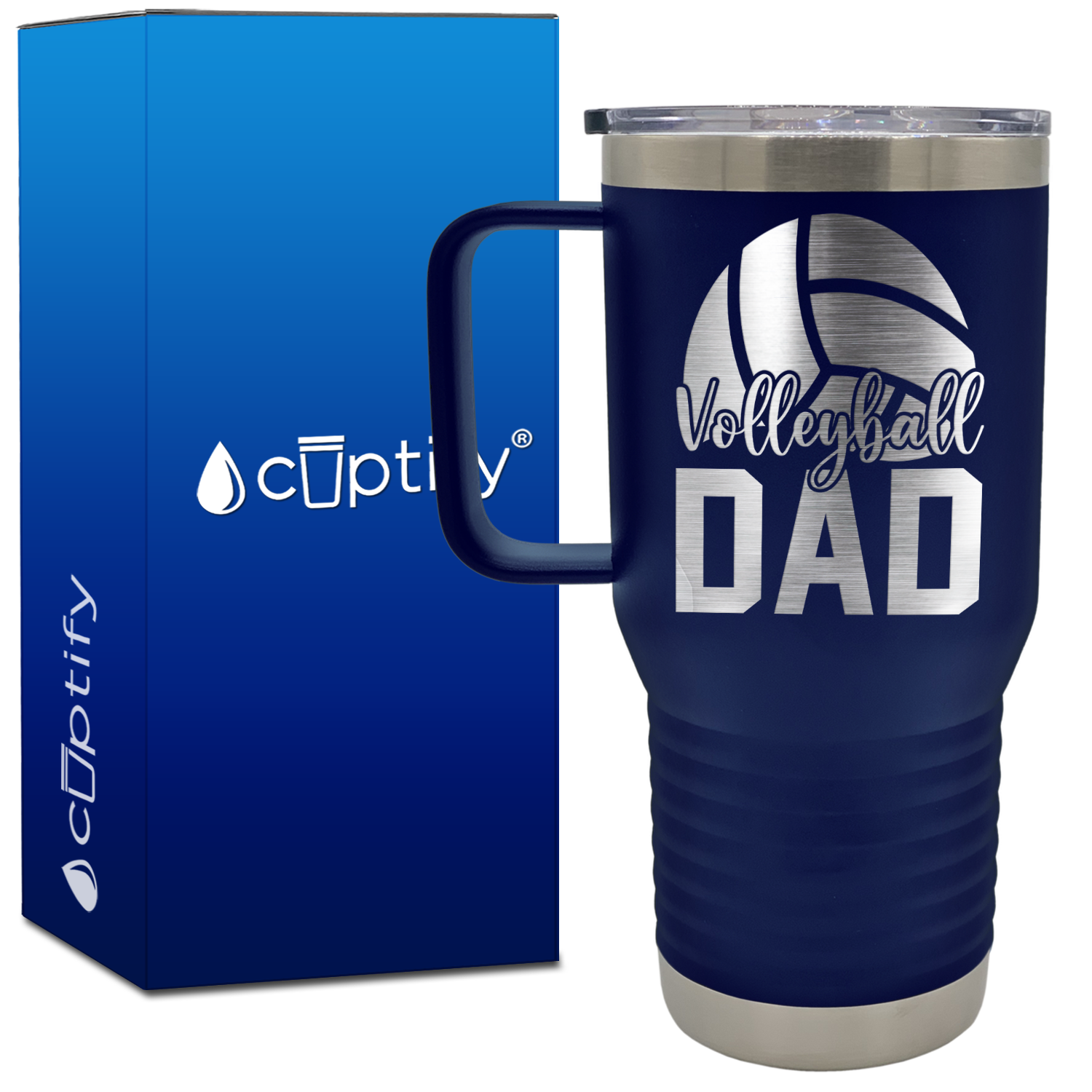 Volleyball Dad Half Ball 20oz Volleyball Travel Mug