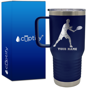 Personalized Male Tennis Player 20oz Tennis Travel Mug