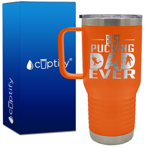 Best Pucking Dad Ever Player Silhouette 20oz Hockey Travel Mug