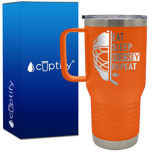 Eat. Sleep. Hockey. Repeat. Helmet 20oz Hockey Travel Mug