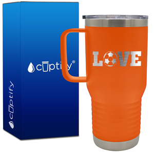 Love Soccer Ball 20oz Soccer Travel Mug