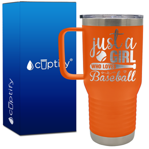 Just a Girl Who Loves Baseball 20oz Baseball Travel Mug